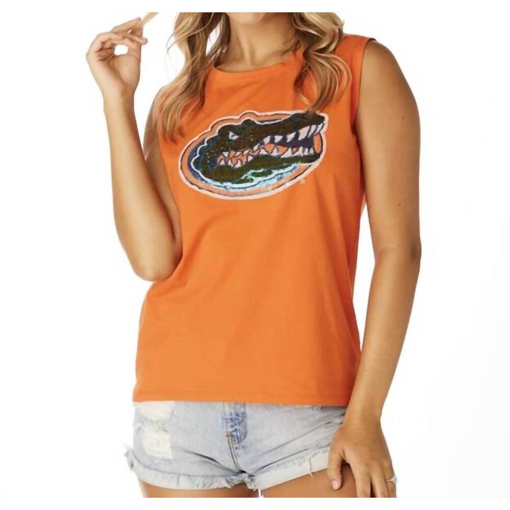 NEW STEWART SIMMONS the florida sequin tank top in orange